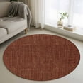 thumbnail image 1 of Dark Brown 4ft Round Rug, Farmhouse Burlap Solid Brown Color Modern Linen Texture Non-Skid Rubber Backing Large Area Rugs - Living Room Bedroom Home Office, Indoor Floor Mat Carpets Washable Rug, 1 of 9