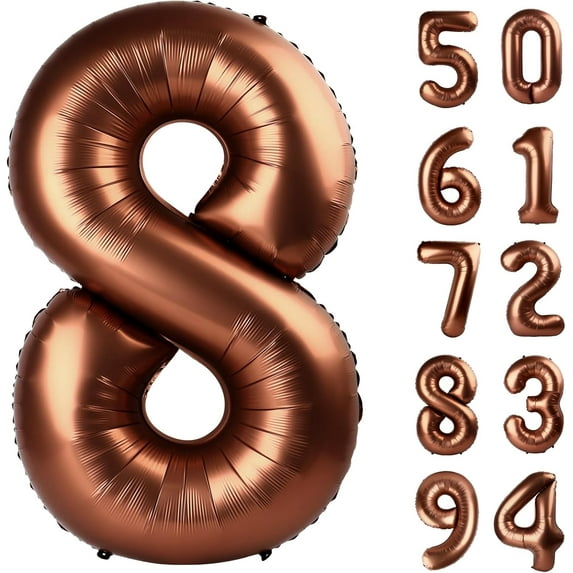 Dark Brown 8 Balloon, Coffee Brown Number Balloons 40 Inch, 8th Chocolate Brown Birthday Decorations for Boys Girls, Brown Birthday Balloons, Party Supplies, Number 8 Balloon