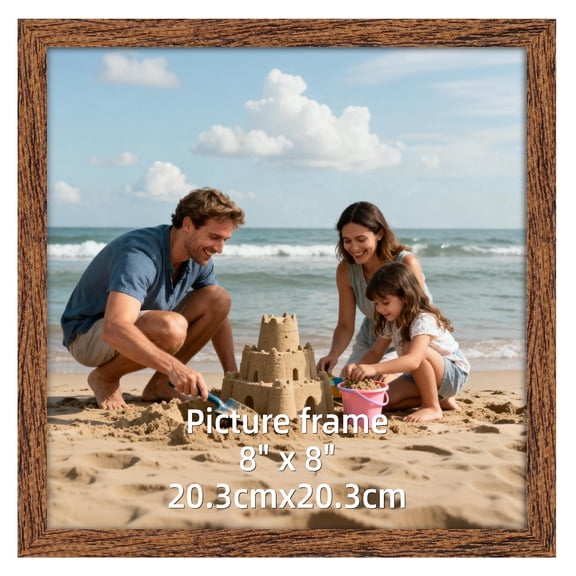 8x8 Picture Frame, Brown 8 by 8 Photo Frame for Wall Gallery Display, Single
