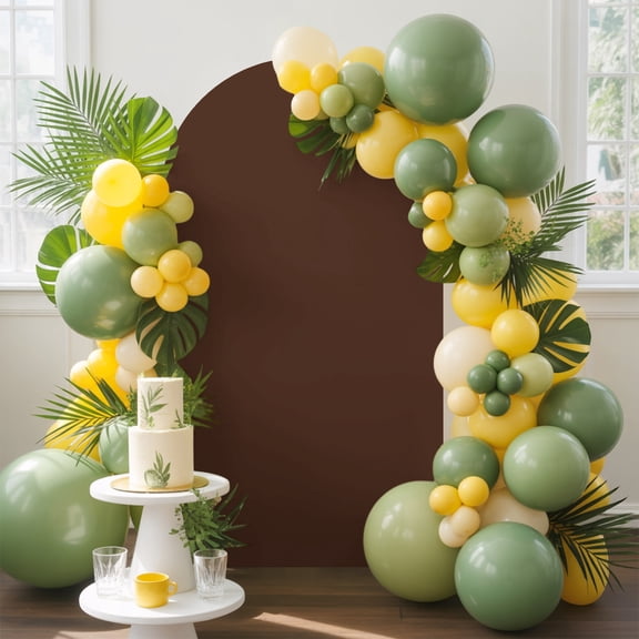 Dark Brown Arch Backdrop Cover, 4FT, Brown Solid Color Background Autumnal Dark Academia Spandex Arch Covers Double-Sided Backdrop for Wedding Birthday Party Photo Background Decoration