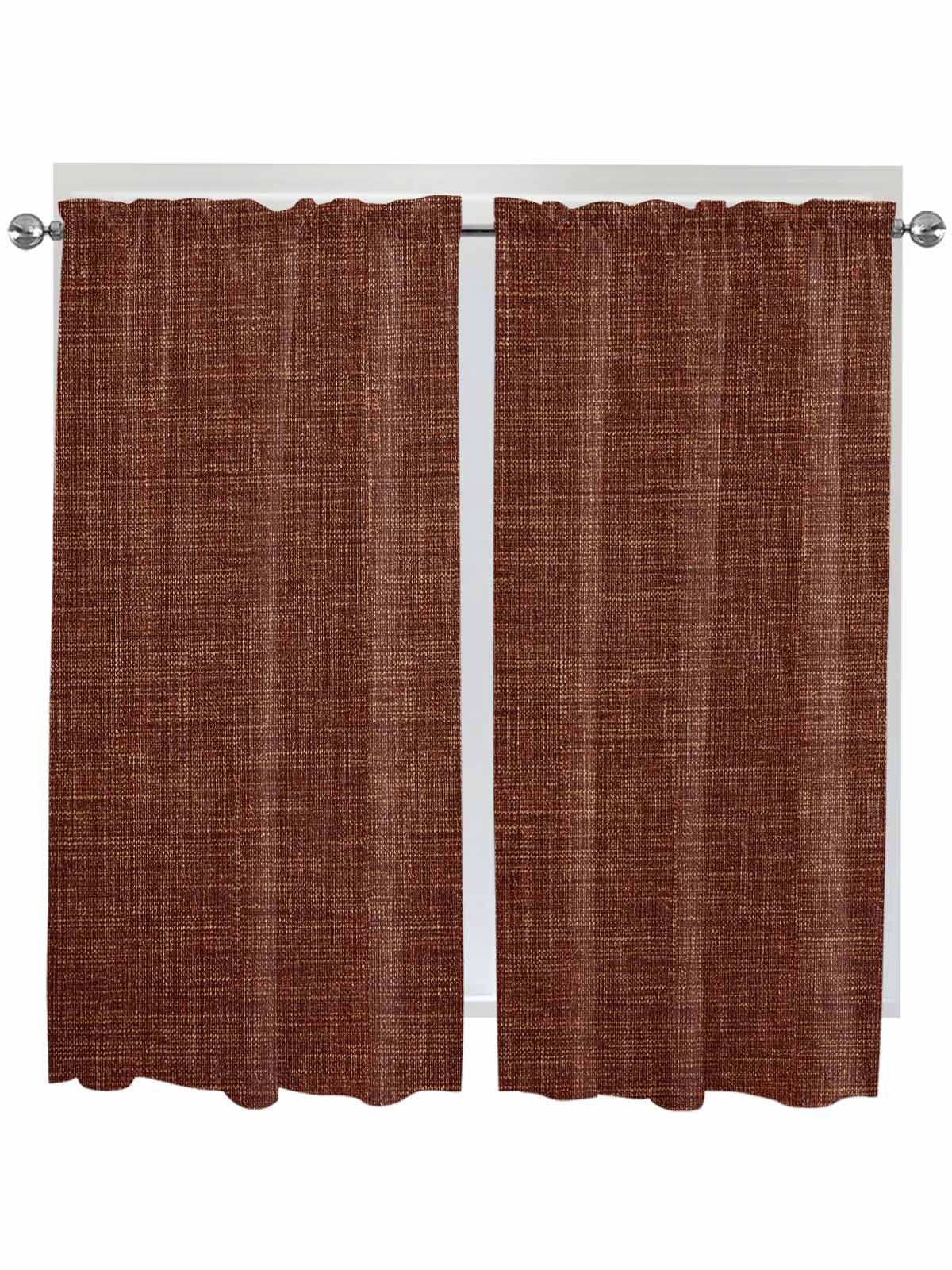 Dark Brown Bedroom Curtains 63 Inches length, Farmhouse Burlap Solid Brown Color Modern Linen Texture Window Treatment Curtain Drapes, Rod Pocket Curtain Panels for Living Room, 42"x63", 2 Panels