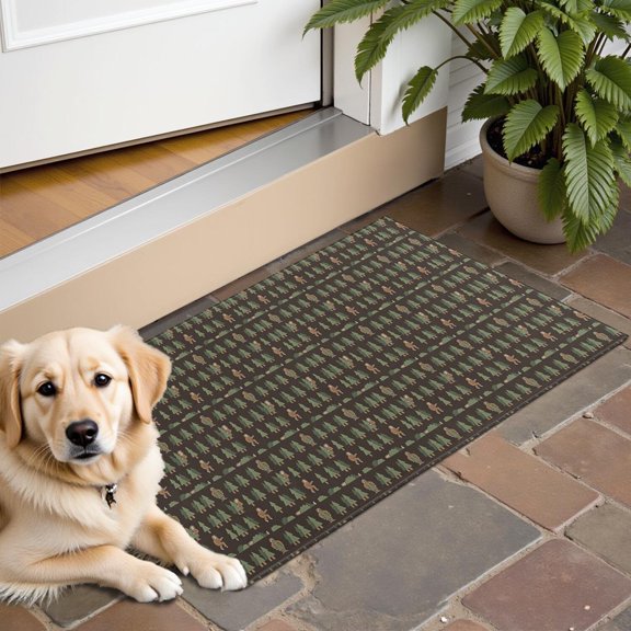 Dark Brown Bigfoot and Tree Pattern Door Rugs,Washable Non Slip Door Mats Indoor,Decorative Door Mats,Entry Mat Indoor for Entrance,Bedroom,Kitchen,Bathroom,16"x24"