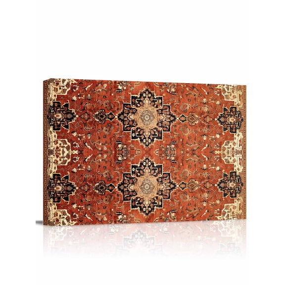 Dark Brown Black Floral Canvas Print Wall Art Medieval Ethnic Turkish Retro Pictures Painting Morden Artwork for Living Room Bedroom, Ready to Hang - 12"x16"
