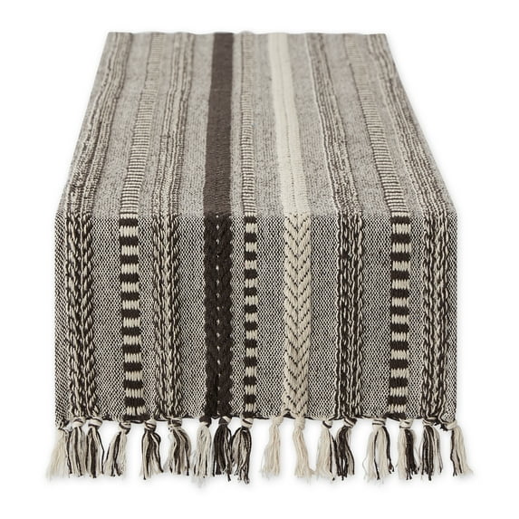 Dark Brown Braided Stripe Table Runner 15x108