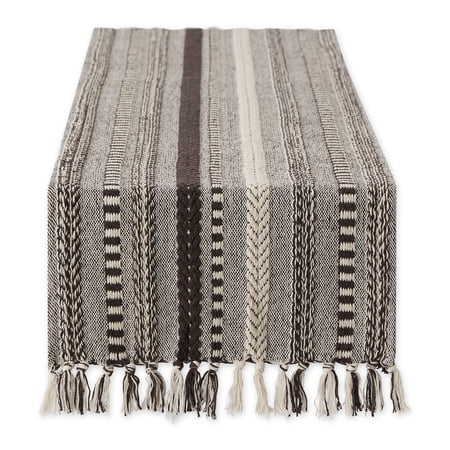 DII Braided Stripe Jacquard Fringe Table Runner