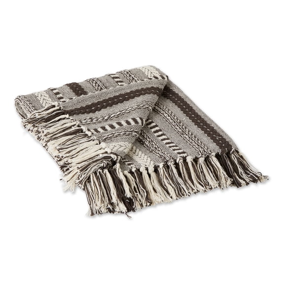 Dark Brown Braided Stripe Throw