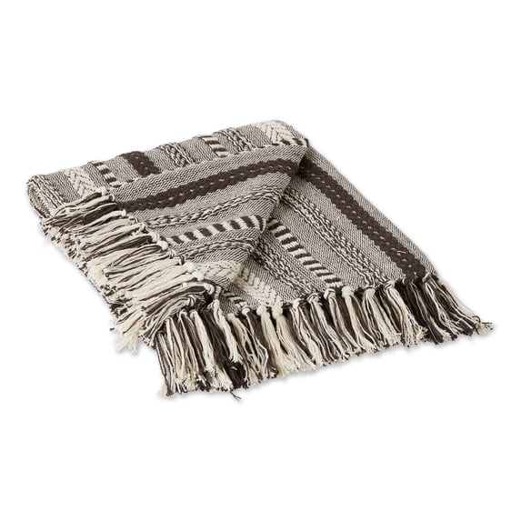 Dark Brown Braided Stripe Throw