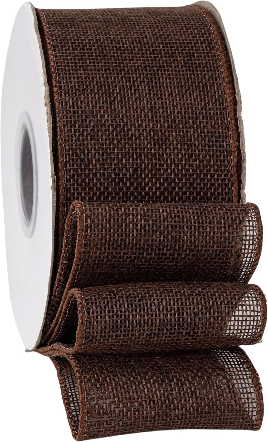 Dark Brown Burlap Ribbon 2-1/2 Inch, Solid Ribbon with Wired Edge for Big Bow, Wreath, Christmas Tree, Outdoor Decoration, Gift Wrapping, 20 Yards/Roll.