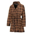 thumbnail image 1 of Dark Brown Check Pattern Women Bathrobe One Size Univeral Fits, Checkered Caro Plaid Tartan Fashion Lightweight Plush Fleece Long Robe For Women, 1 of 3