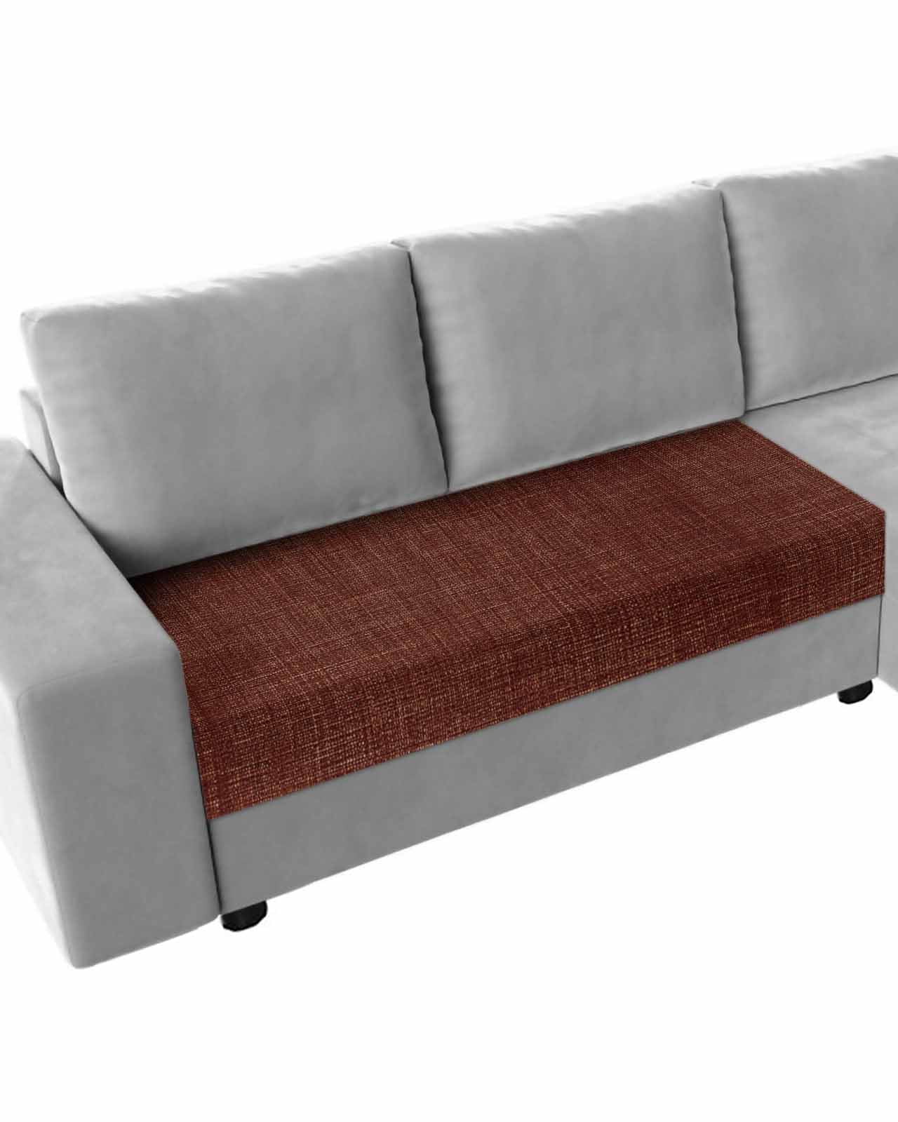 Dark Brown Couch Cushion Covers,Stretch Seat Cushion Covers for Sectional Sofa,Vintage Country Monochrome Chocolate Color Loveseat Sofa&nbsp;Slipcovers Furniture Protector with Elastic&Straps 1Pcs,M