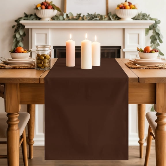 Dark Brown Dining Table Runner, Brown Solid Color Background Autumnal Dark Academia Washable Table Runners Kitchen Coffee Table Center Decor for Home Party Holiday Wedding 18 x 72 Inches