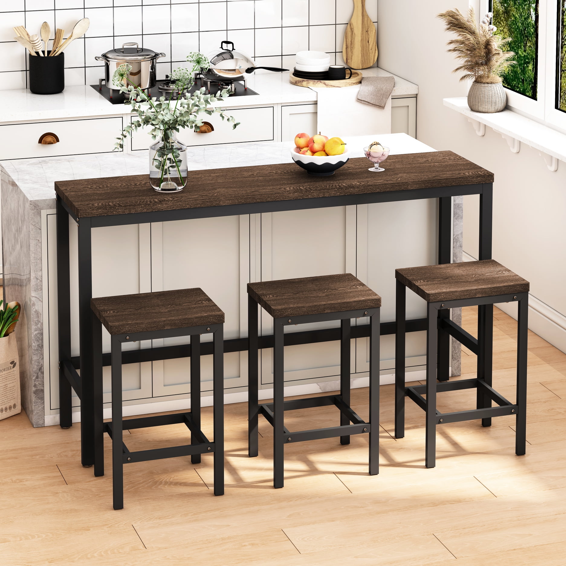 Dark Brown Dining Table And Stool , Structure, Reasonable Load Capacity ...