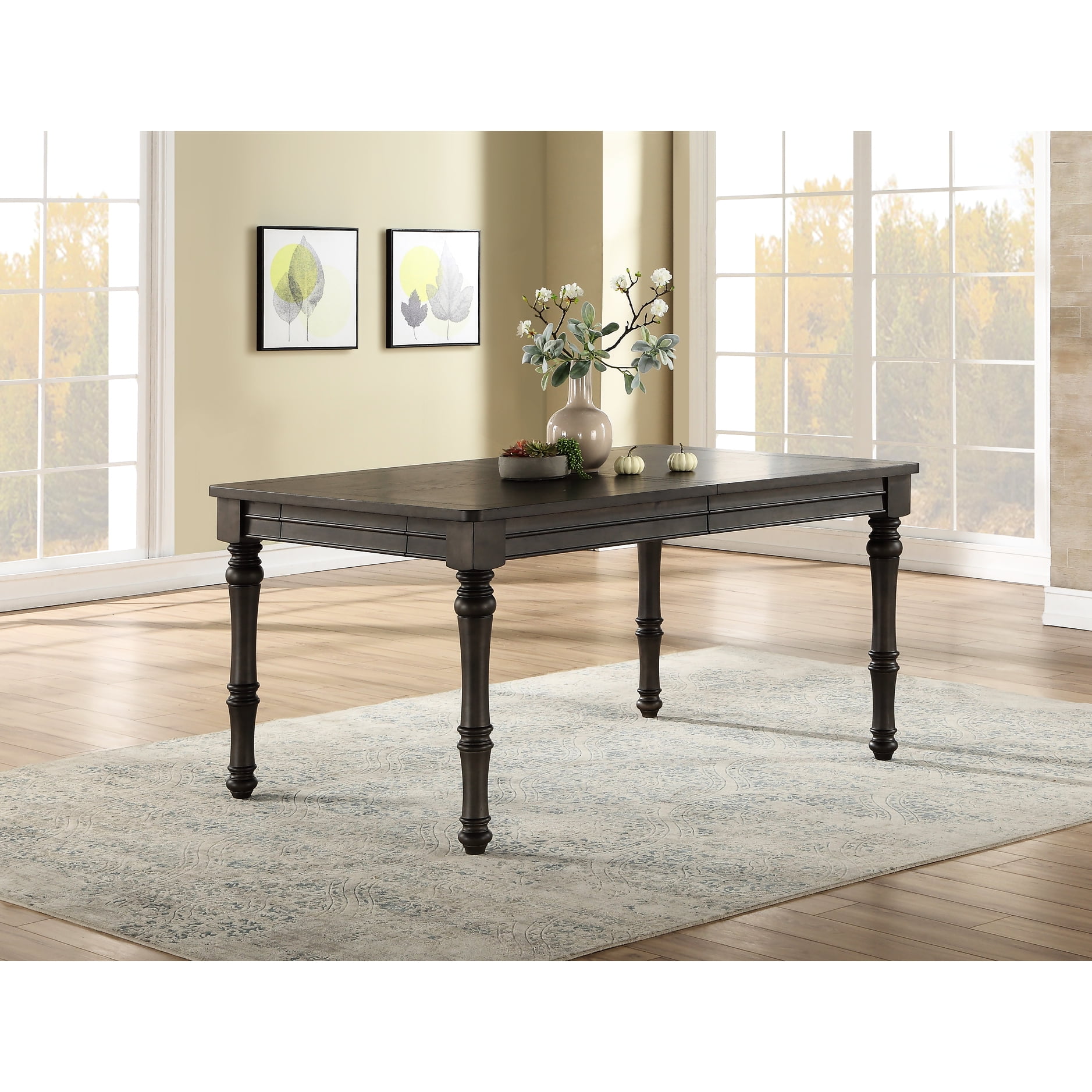 Dark Brown Dining Table With Two Felt Lined Drawers - Asian Hardwood