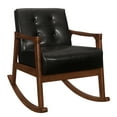 thumbnail image 1 of Dark Brown Faux Leather Rocking Chair Solid Wood Frame Contemporary Design Armrest Modern, 1 of 4