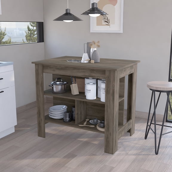 Dark Brown Finish - Spacious Surface Storage - Kitchen Cooking - Years of Usage