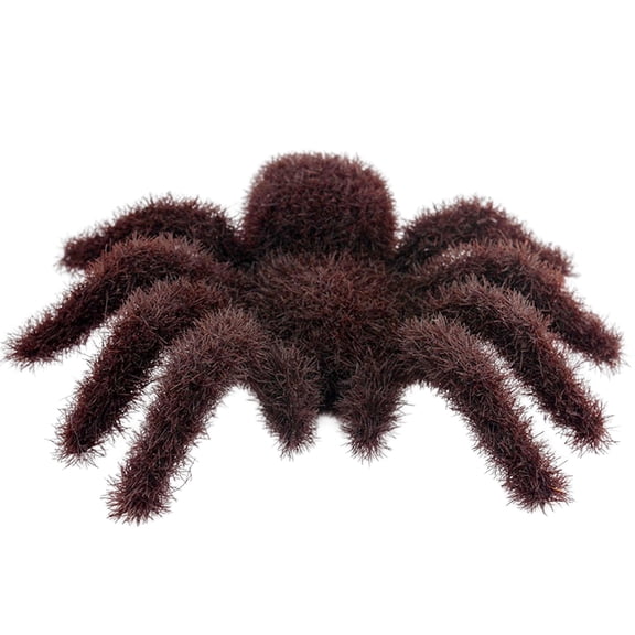 Dark Brown Flocked Giant Spider Prop, Realistic Halloween Creepy Spider Decoration, Artificial Hairy Spider for Haunted House Party Prank Decor