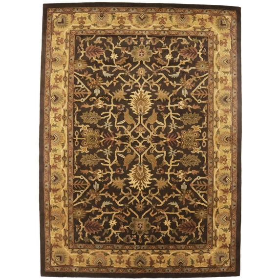 Dark Brown Floral Modern 8X11 Oriental Hand-Tufted Rug