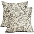 thumbnail image 1 of Dark Brown Floral Pillow Covers 16x16 Set of 2 Botanical Print Vintage Spring Flower Plant Cream Decorative Throw Pillow Cases Outdoor Farmhouse Cushion Covers Decor for Sofa Couch Bed, 1 of 6