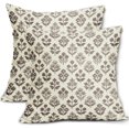 thumbnail image 1 of Dark Brown Floral Pillow Covers 20x20 Inch Set of 2, Vintage Flower Block Print Pattern Decorative Throw Pillowcases Outdoor Farmhouse Cushion Covers Spring Summer Rustic Sofa Couch Bed Decor, 1 of 6