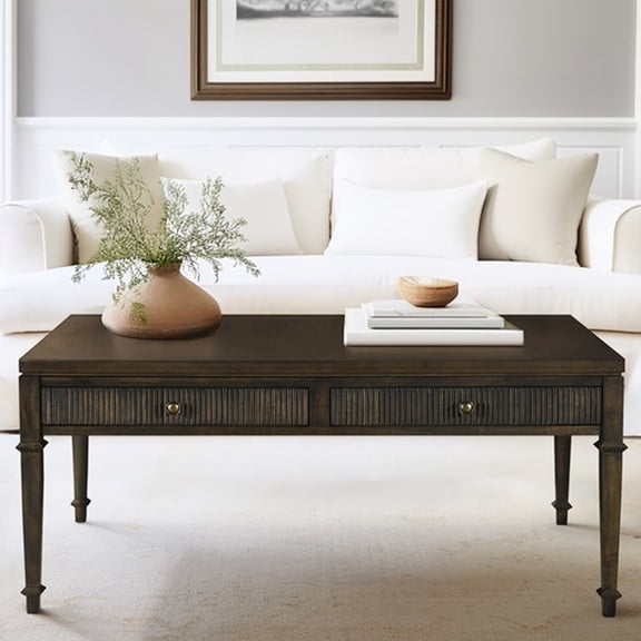Dark Brown Fluted Drawer Coffee Table For Chic Home Interiors Classic In Furnishing