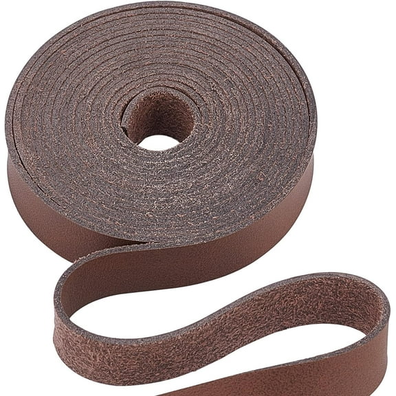 Dark Brown Genuine Leather Strap Strip 1/2 Inch Wide 79 Inch Long Leather Belt Strips Wrap Single Sided Flat Cord for DIY Crafts Projects Clothing Jewelry Wrapping Making Bag Handles