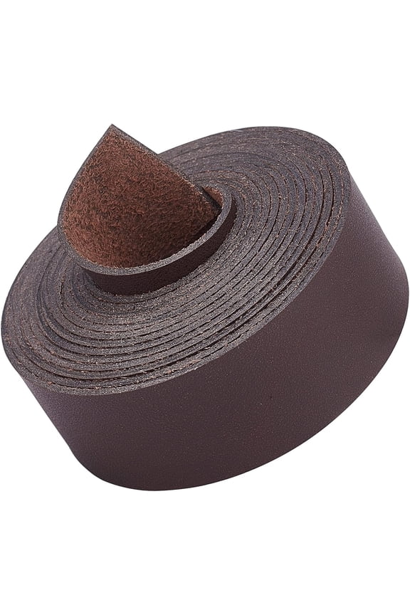 Dark Brown Genuine Leather Strap Strip 1 Inch Wide 79 Inch Long Leather Belt Wrap Single Sided Flat Cord