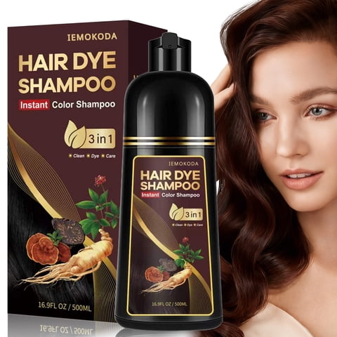 Dark Brown Hair Dye Shampoo, 3in1 Hair Coloring Shampoo, 15-Min Unisex Fast-Acting Formula, Champu Tinte De Cabello, 500 ml