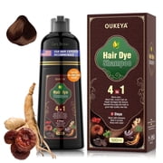 OUKEYA Dark Brown Hair Dye Shampoo, 5 Min Gray Coverage for Hair & Beard, Ammonia-Free Herbal for Men Women