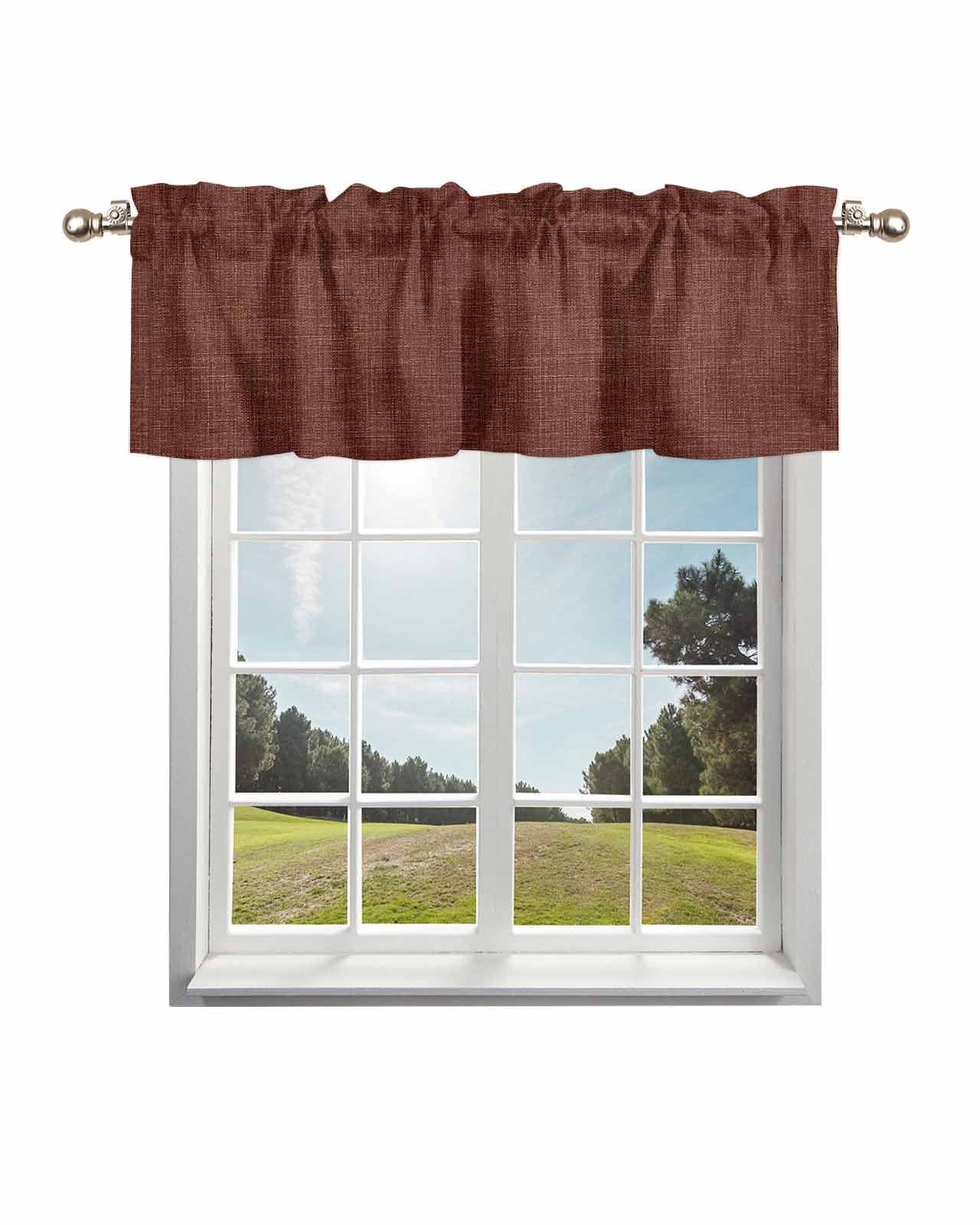 Dark Brown Kitchen Curtain Valances for Windows Farmhouse Short ...