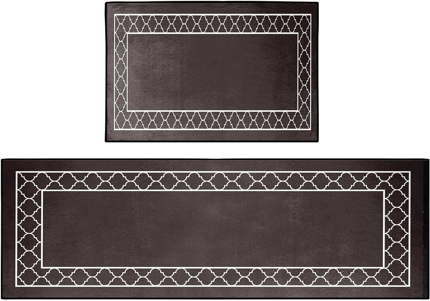 Dark Brown Kitchen Rugs and Mats Non Skid Washable Set of 2, Farmhouse ...