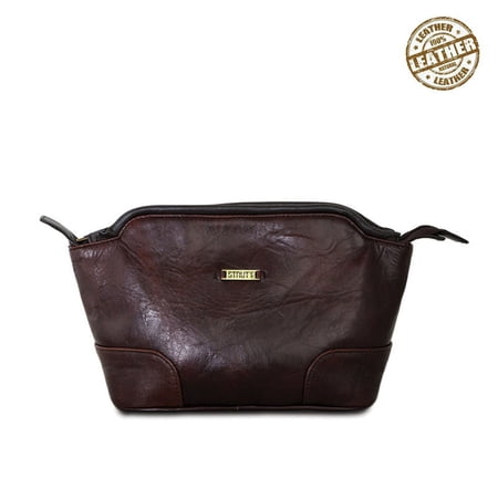 Dark Brown Leather Toiletry Kit