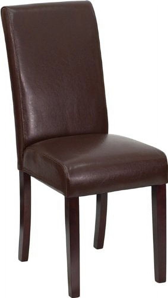 Dark Brown Leather Upholstered Parsons Chair - image 1 of 4