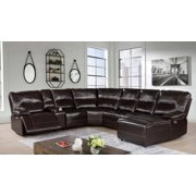 Dark Brown Leatherette Power Sectional Furniture of America Alayna