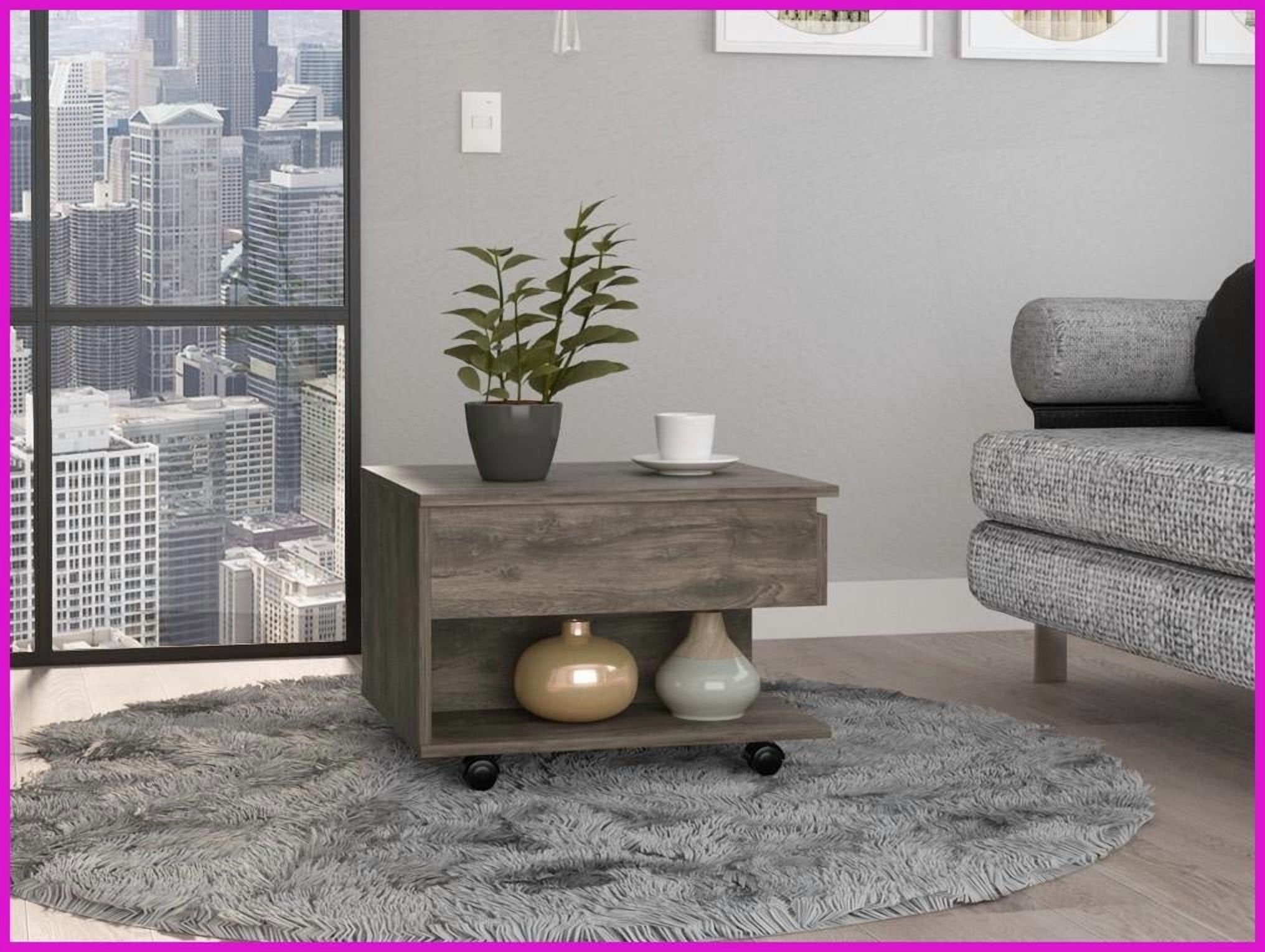 Dark Brown Lift-Top Coffee Table for Living Room, with 1 Drawer & Shelf ...