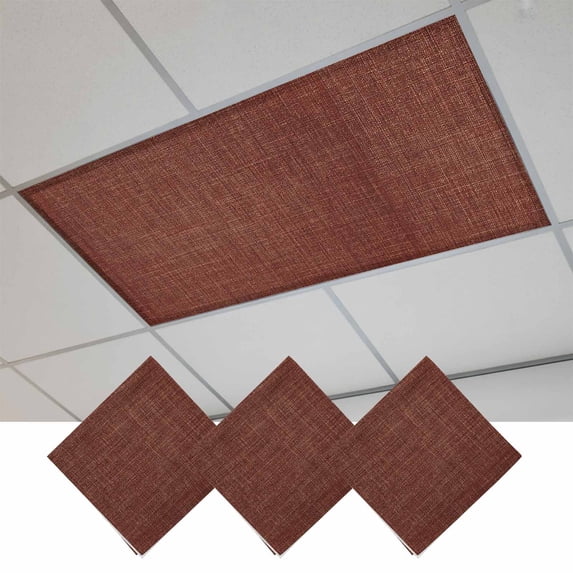 Dark Brown Magnetic Fluorescent Light Covers for Ceiling Lights 2x4Ft, Vintage Country Monochrome Chocolate Color Office Classroom Kitchen Drop Ceiling Light Covers Filters Shade Panel 3 Packs