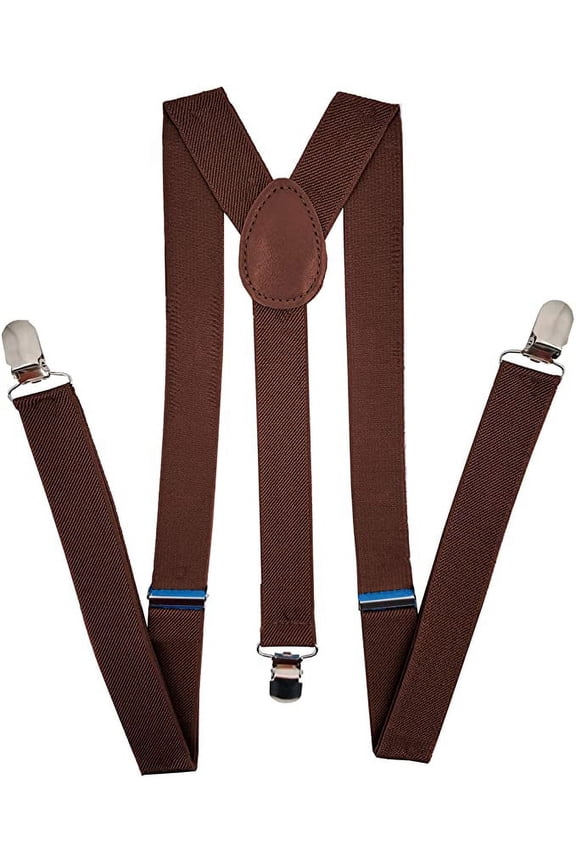 Dark Brown Mens Womens Adjustable Elastic Y Back Style Suspenders Party Wedding Prom