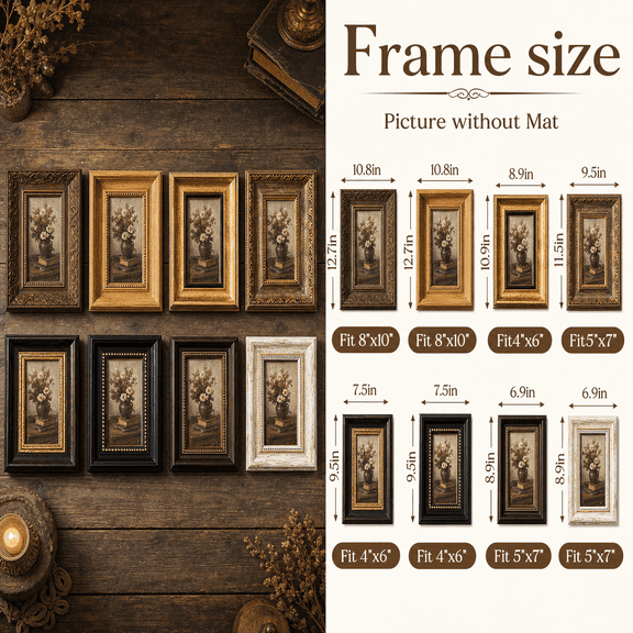 Dark Brown Modern 8-Piece Picture Frame Set For Tabletop And Wall Display