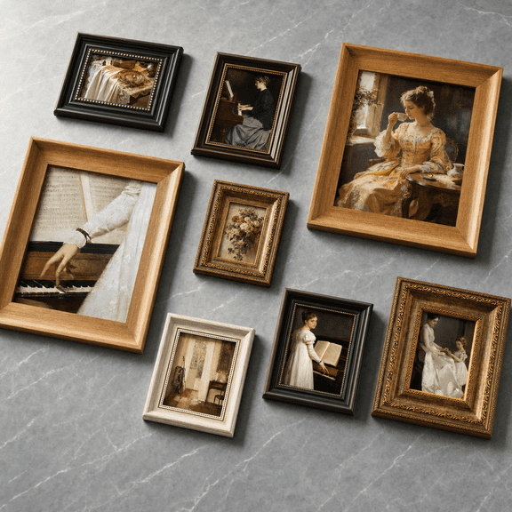 Dark Brown Modern 8-Piece Picture Frame Set, For Tabletop or Wall Display