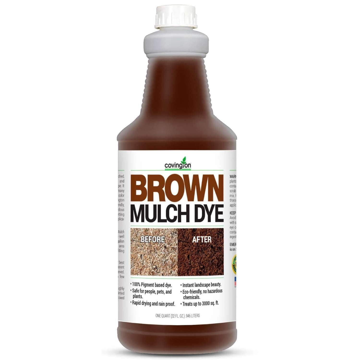 Dark Brown Mulch Dye - Covington Naturals Rich Dark Brown Mulch Dye Concentrate, Just Mix and Spray. Covers over 3,000 sq. ft.