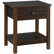 (Huayusheng)--Dark Brown Nightstand With Drawer And Shelves Compact Design For Small Spaces Bedroom Furniture**--（ s[];k/.）