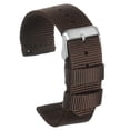 thumbnail image 1 of Dark Brown Nylon Watch Band 22mm Width Durable Nylon Strap with Silver Buckle, Canvas Watchband, 1 of 6