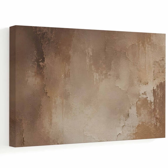 Dark Brown Patches Canvas Wall Art, Rustic Distressed Beige Abstract Art Print Wall Art Prints Artwork Framed Canvas Ready to Hang Art Pictures for Bathroom, Dressing Table, Entryway 12" x 8"