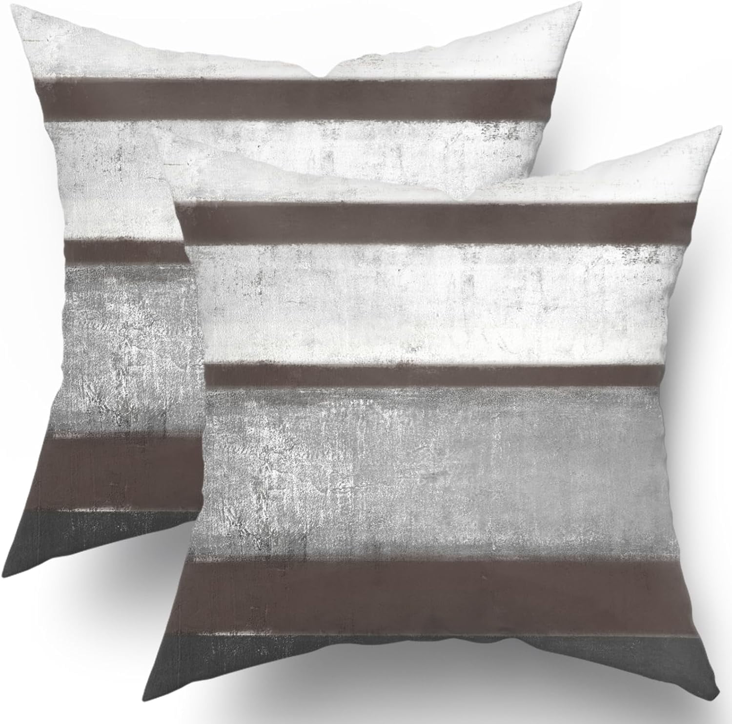 Dark Brown Pillow Covers 16x16 Set of 2 Light Grey Gray White Modern ...