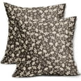 thumbnail image 1 of Dark Brown Pillow Covers 18x18 Set of 2 Vintage Floral Rustic Old Style Cute Flower Print Decorative Outdoor Pillowcases Seasonal Farmhouse Throw Cushion Case Decor for Couch Sofa Bed, 1 of 6