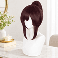 Dark Brown Ponytail Wig with Bangs, Anime-Style Wig for Events ...