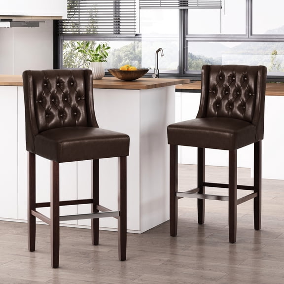 Dark Brown Pu Bar Stool, 45.43 In. Tall, 23.62 Wide, 18.89 Deep, 20.41 Lb Magnitude Height Of Brown, Width, Depth, Weight
