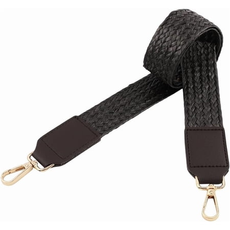 Dark Brown Purse Strap Replacement Wide Woven Bag Straps Pu Imitation Leather Raffia Knit Bag Handles Belt with Swivel Clasps Bulk for Purse Briefcase Handbags Crossbody Shoulder Bag Supply