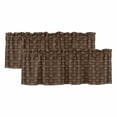 thumbnail image 1 of Dark Brown Rattan Curtain Valances for Windows, Kitchen Valance Window Treatments Panel 2 Pack, Vintage Abstract Wicker Texture Rod Pocket Short Curtains for Bathroom Bedroom 42 x 18 Inch, 1 of 8
