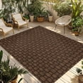 thumbnail image 1 of Dark Brown Rattan Outdoor Rug for Patio/Deck/Porch, Non-Slip Large Area Rug 4 x 6 Ft, Vintage Abstract Wicker Texture Indoor Outdoor Rugs Washable Area Rugs, Reversible Camping Rug Carpet Runner, 1 of 8