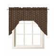 thumbnail image 1 of Dark Brown Rattan Swag Valances for Windows, Small Curtains Drapes, Vintage Abstract Wicker Texture Kitchen Window Curtains Over Sink Rod Pocket Window Treatment Valance for Bedroom/Bathroom 56"x36", 1 of 5